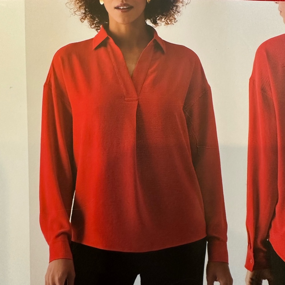 Rafaella Red Polyester Top NWT SIZE medium long sleeve red